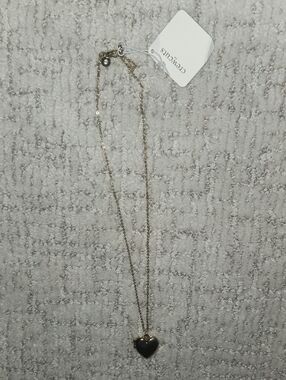 Crewcuts Gold Chain Necklace with Black Heart Pendant